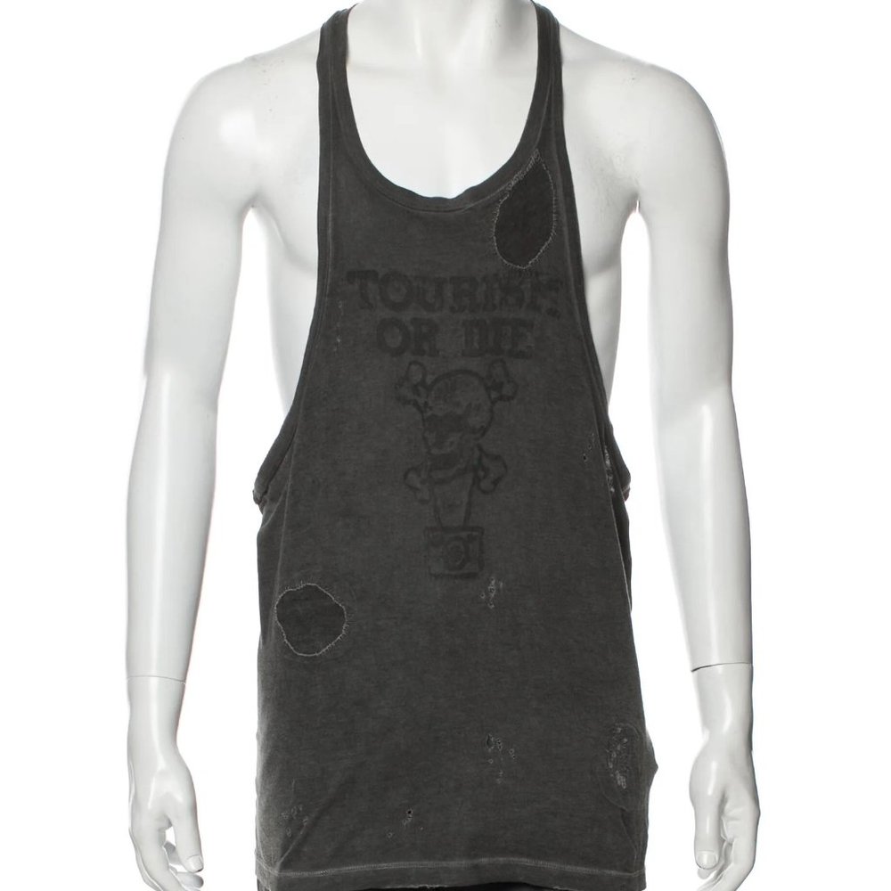 DSquared2 Men's X-Small (XS) Distressed Graphic Print Tank Top